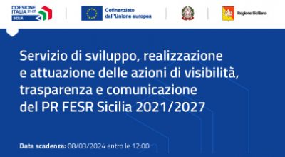 Gara per la visibilità e comunicazione del Pr Fesr Sicilia 21-27: entro l’8 marzo le domande di partecipazione per l’affidamento del servizio